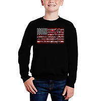 LA Pop Art Boy's Word Sweatshirt - Fireworks American Flag