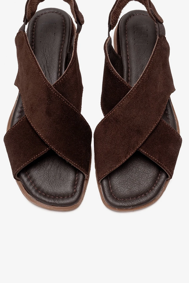 Forever & Always Womens Broods Elastic Leather Slip On Sandalss