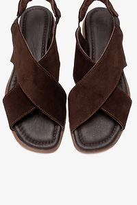 Forever & Always Womens Broods Elastic Leather Slip On Sandalss