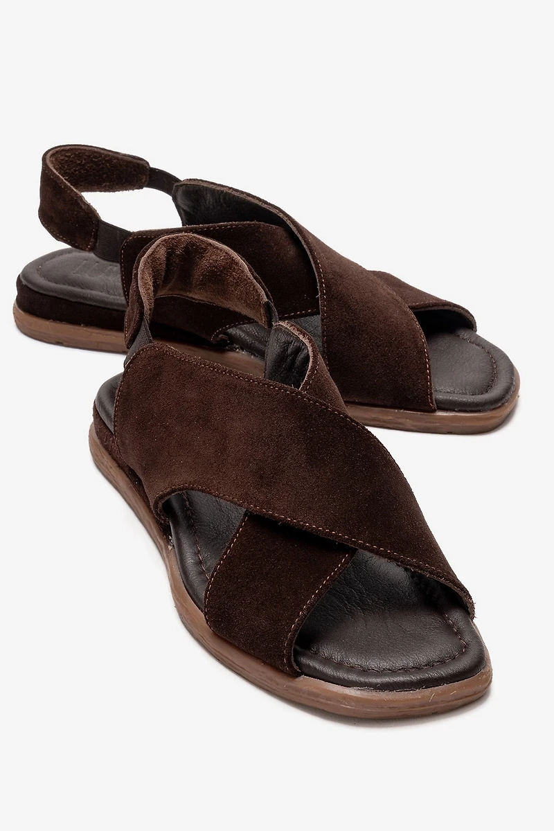 Forever & Always Womens Broods Elastic Leather Slip On Sandalss