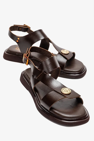Forever & Always Womens Quella Leather Buckle Sandals