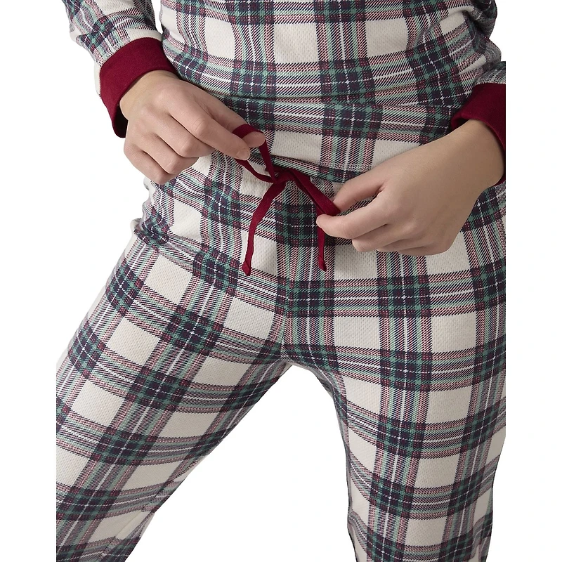MeMoi Women's Henley Plaid Cotton Blend Pajama Set