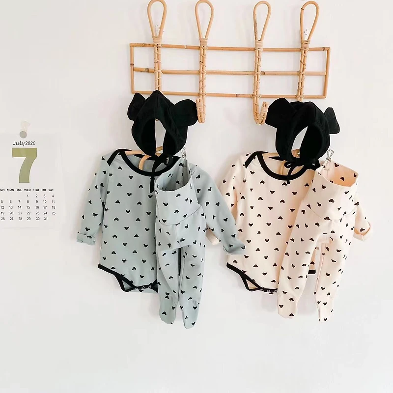 MyKids-USA Baby Cartoon Print Pattern Soft bodysuit Combo Trousers Sets