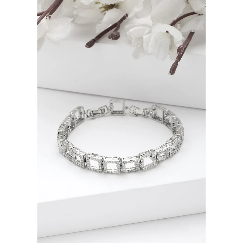 AGP PARIS Womens Diva Hollow Square Chain Bracelet
