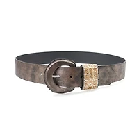 AGP PARIS Brown Glitter Round Buckle Women's Belt