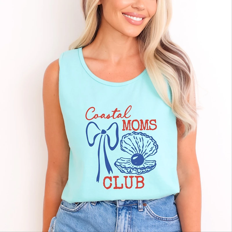 Simply Sage Market - Coastal Moms Club Outline Women's Garment Dyed Graphic Tank Top