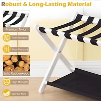 Hivvago Solid Rubberwood Folding Luggage Rack with Nylon Shelves Set of 2