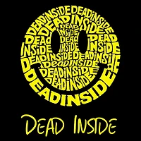 LA Pop Art Men's Crew Neck Cotton T-Shirt - "Dead Inside Smile" Word