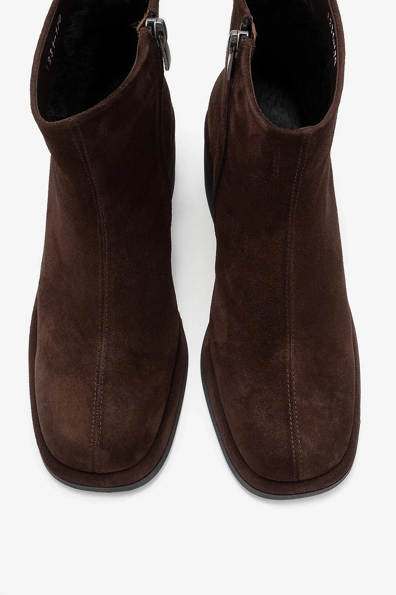 Forever & Always Womens Junae Leather Block Heel Boots