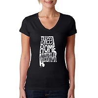 LA Pop Art Womens Word V-Neck T-Shirt - Sweet Home Alabama