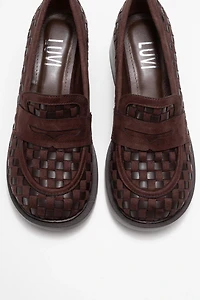 Prologue Shoes Womens Marlon Woven Block Heel Loafer
