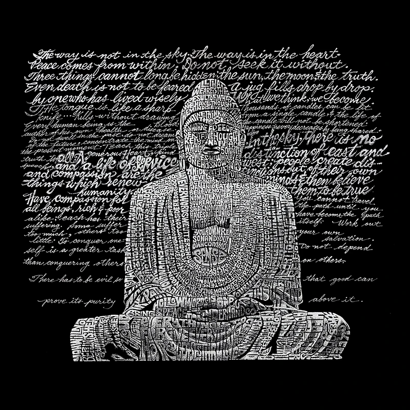 LA Pop Art Zen Buddha - Mens Word Crew Sweatshirt