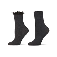 MeMoi 2 Pair Women's Combed Cotton-Rich Crew Socks