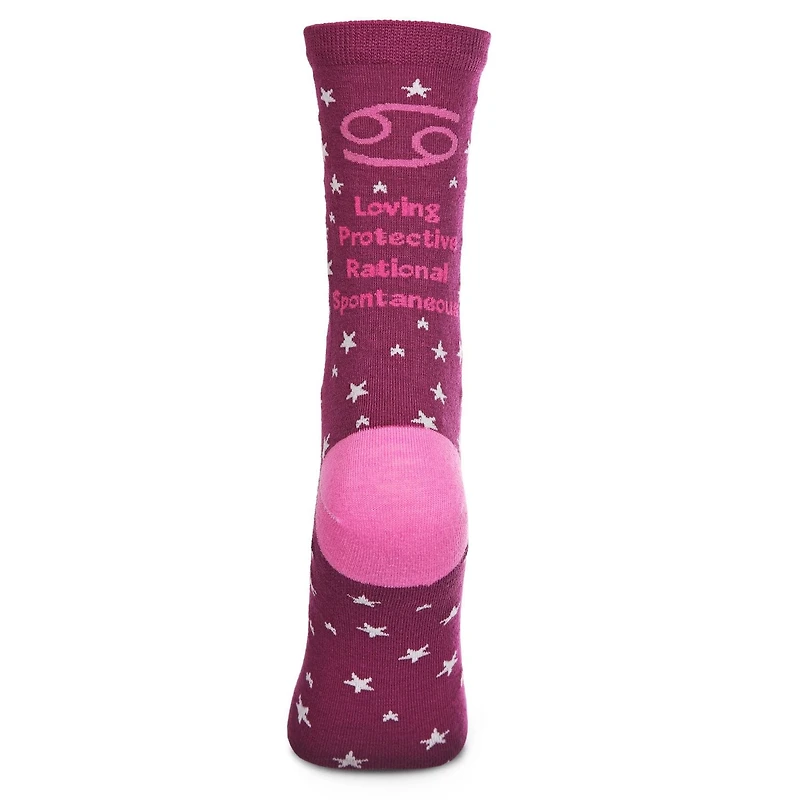 MeMoi Women's Cancer Zodiac Sign Crew Socks