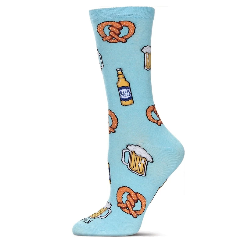 MeMoi Women's Pretzels & Beer Bamboo Crew Socks