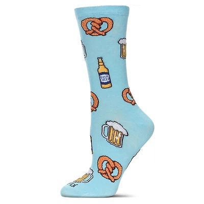 MeMoi Women's Pretzels & Beer Bamboo Crew Socks