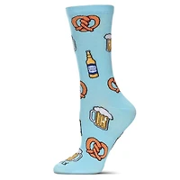 MeMoi Women's Pretzels & Beer Bamboo Crew Socks