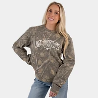Simply Sage Market - Embroidered Howdy Bull Varsity Women's Camo Sweatshirt
