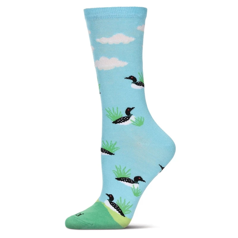 MeMoi Women's Loon Bird Rayon From Bamboo Crew Socks