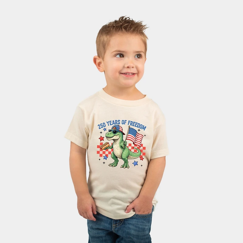 The Juniper Shop - 250 Years of Freedom Dinosaur Toddler Short Sleeve Graphic T-Shirt