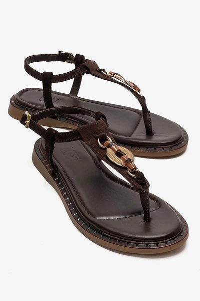 Forever & Always Womens Tiana Leather Buckled Sandals