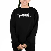LA Pop Art Girl's Word Sweatshirt - Marlin Gone Fishing