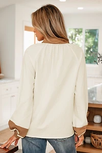 Threaded Pear Women's Maren Long Sleeve Blouse Top