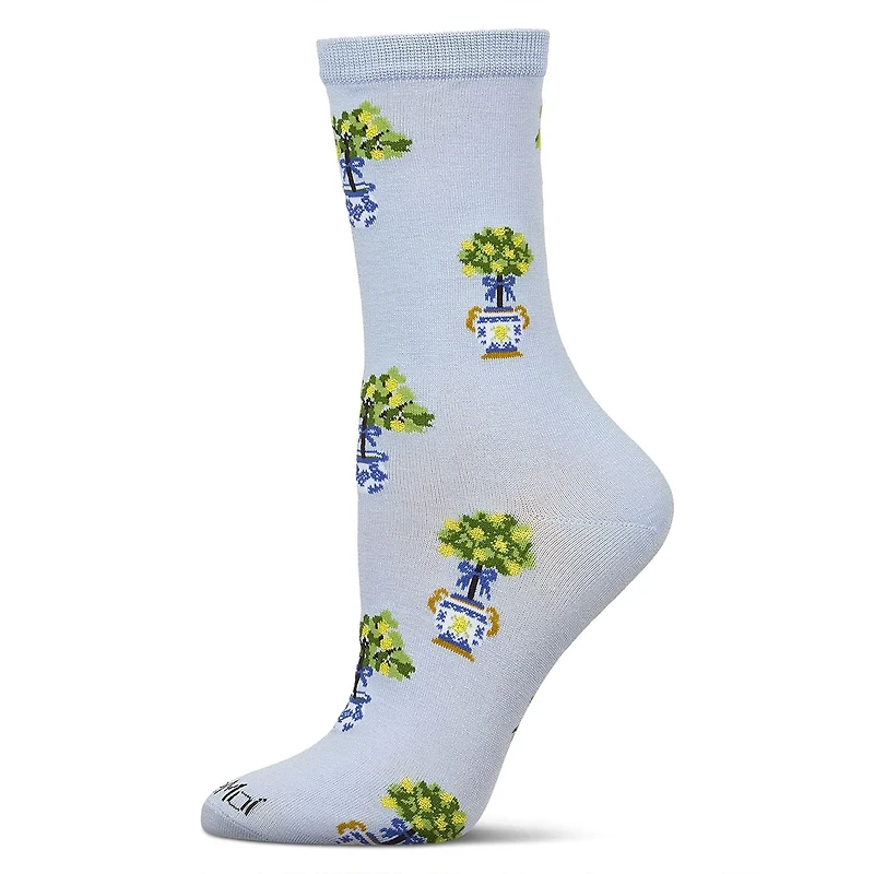 MeMoi Women's Topiary Rayon From Bamboo Crew Socks