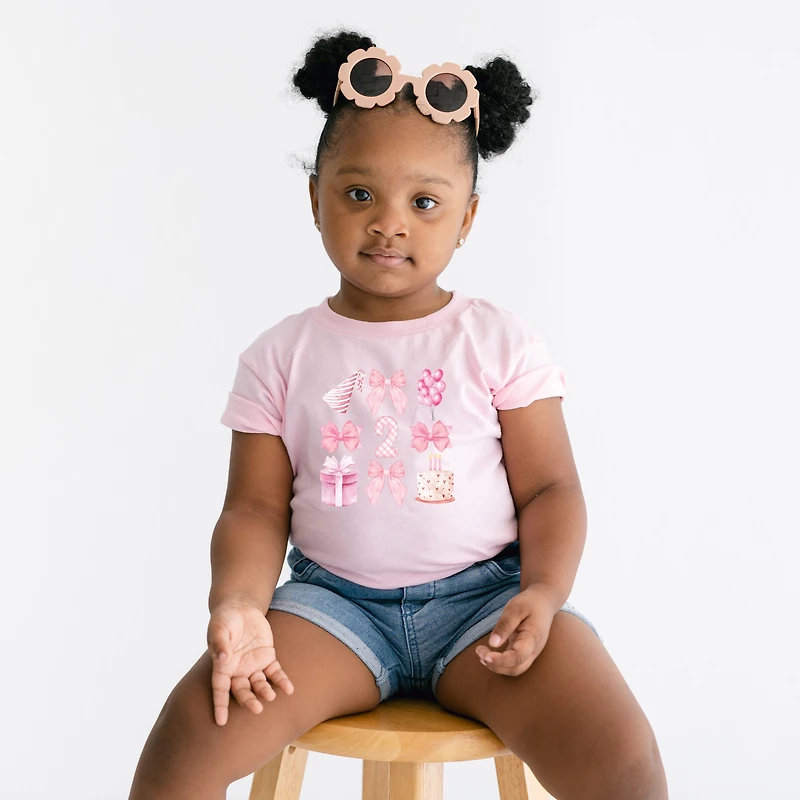 The Juniper Shop - Two Birthday Pink Coquette Toddler Short Sleeve Graphic T-Shirt