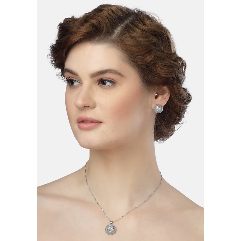AGP PARIS Sparkling Sphere Stud Womens Necklace and Earrings Set