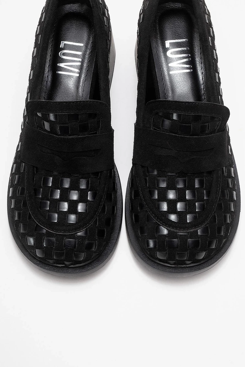 Prologue Shoes Womens Marlon Woven Block Heel Loafer