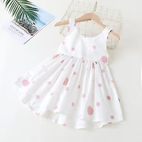 MyKids-USA Polka Dot Pattern Sleeveless Round Collar Dress With Bow