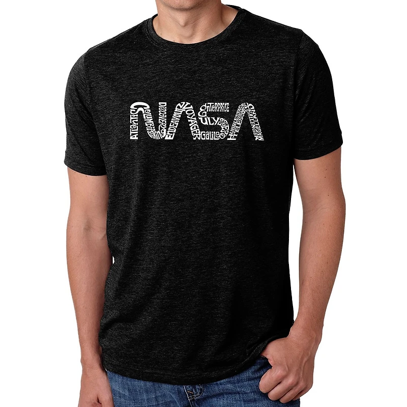 LA Pop Art Men's Cotton/Poly Blend Word T-Shirt - NASA Worm