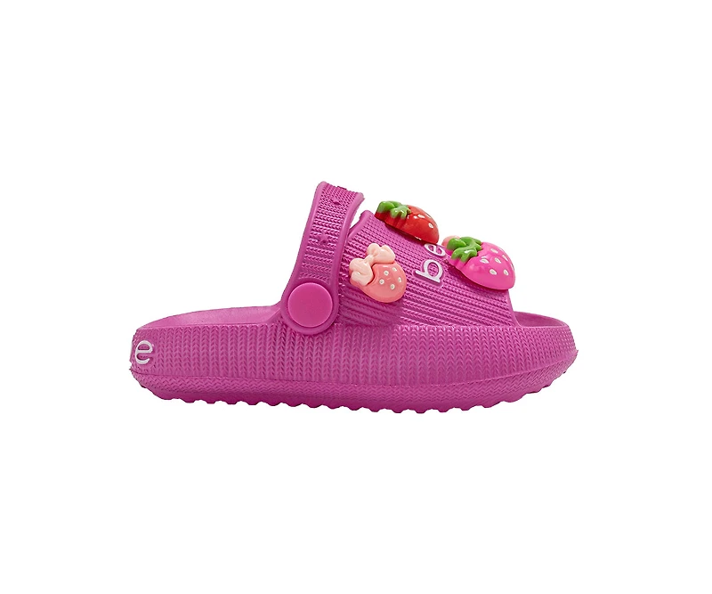 bebe Toddler Girl's Eva Slide Sandals with Charm Detail Slip On Shoes