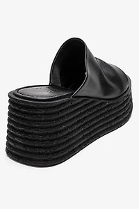 Forever & Always Womens Marc Leather Wedge Sandals
