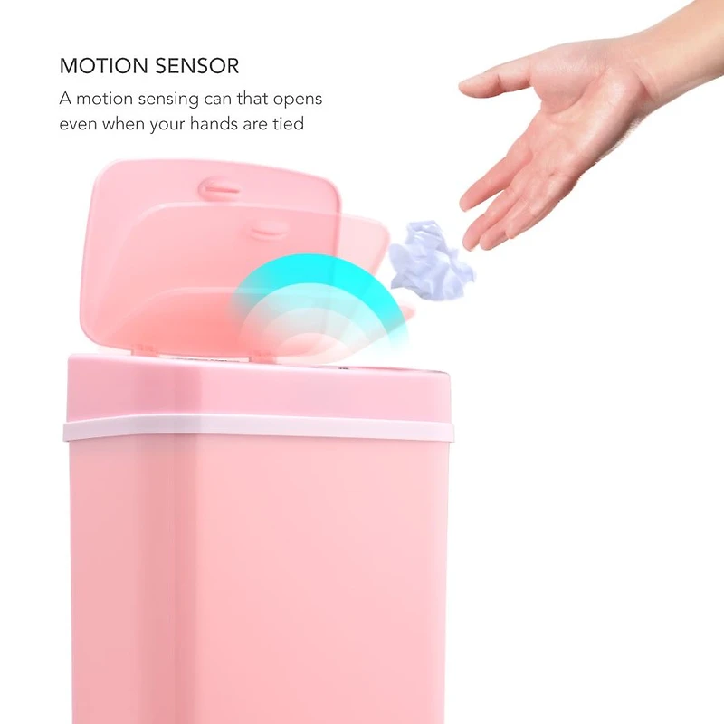 Ninestars Rectangular 3.2-Gallon Plastic Motion Sensor Trash Can