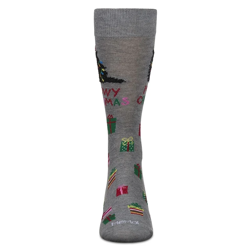 MeMoi Men's Meowy Christmas Holiday Crew Socks