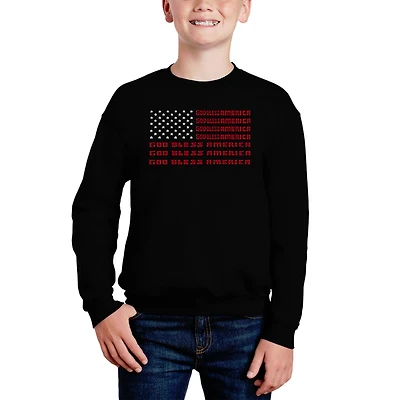 LA Pop Art Boy's Word Sweatshirt - God Bless America