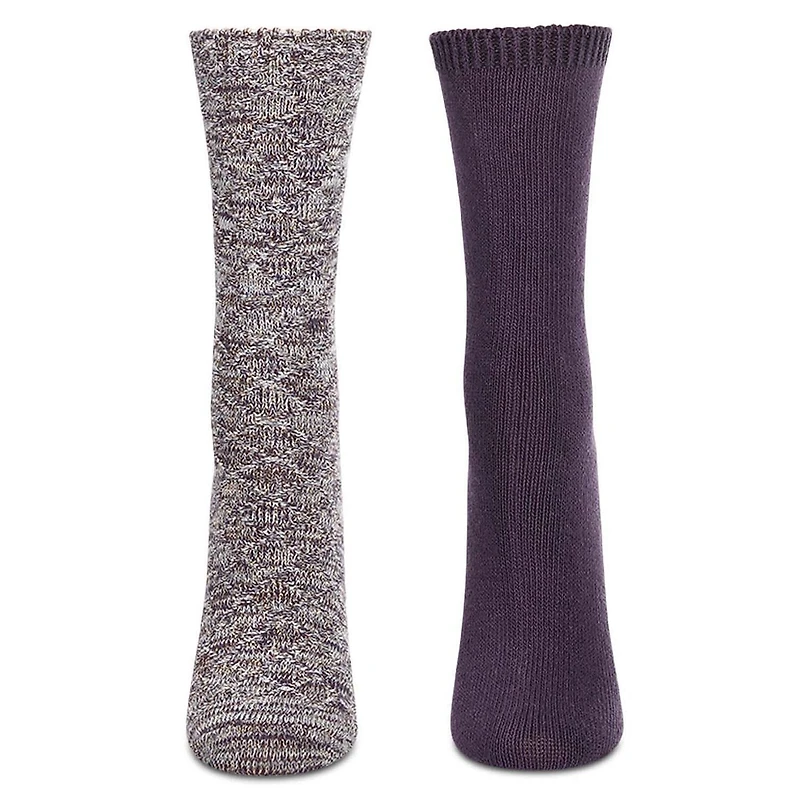 MeMoi 2 Pairs Women's Diamond Sparkle Cotton-Rich Crew Socks