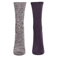 MeMoi 2 Pairs Women's Diamond Sparkle Cotton-Rich Crew Socks
