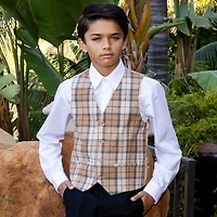 Gioberti Boy's Tweed Plaid Formal Suit Vest