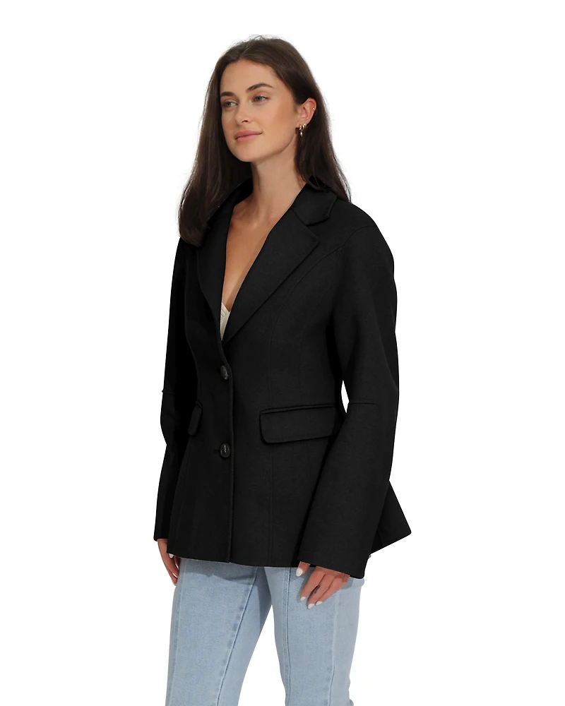 Belle & Bloom Womens Stuck On You Wool Blend Cinched Waist Blazer