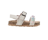 bebe Girl's Footbed Sandals with Beaded Floral Embellishments