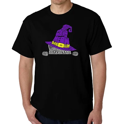 LA Pop Art Men's Peeking Witch Cat Word T-Shirt
