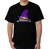 LA Pop Art Men's Peeking Witch Cat Word T-Shirt