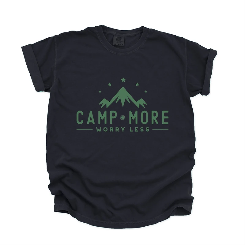Simply Sage Market - Camp More Worry Less Mountains Men's Garment Dyed Graphic T-Shirt