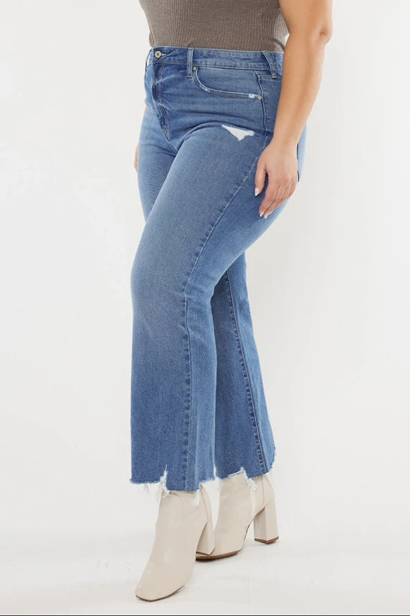 KanCan Women's Plus High Rise Slim Wide Leg Jeans Cassiel
