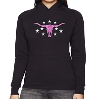 LA Pop Art Cowgirl Cowskull - Women's Word Hooded Sweatshirt