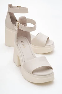 Forever & Always Womens MARGOT Leather Platform Sandal