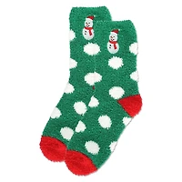 MeMoi Women's Polka Dot Snowman Embroidery Cozy Crew Socks